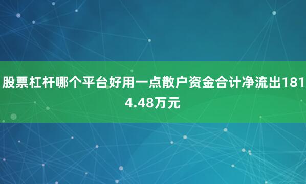 股票杠杆哪个平台好用一点散户资金合计净流出1814.48万元